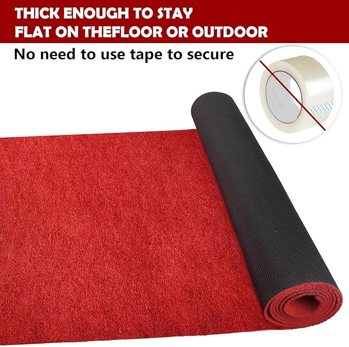 450 GSM Extra Thick Waterproof Red Carpet Runner for Events Decorations, 3X10 Ft Not Slip Red Runner Aisle Runway Rug for Wedding, Party, Banquet, Activity Entrance and Special Events Decorations