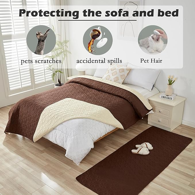 Waterproof Dog Bed Cover Pet Blanket, Soft Pet Couch Covers for Sofa Washable, Bed Couch Sofa Furniture Protector for Puppy Cat Kids (Brown,75 * 180 CM)
