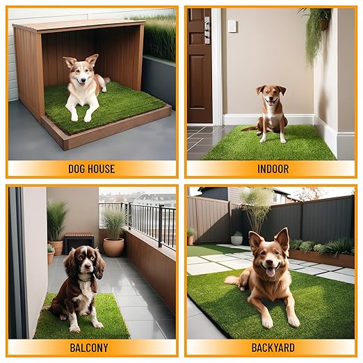 Ottomanson Artificial Grass Puppy Potty Training Pad with Tray, 15" x 30" Reusable Pee Pad for Small Pets and Dogs