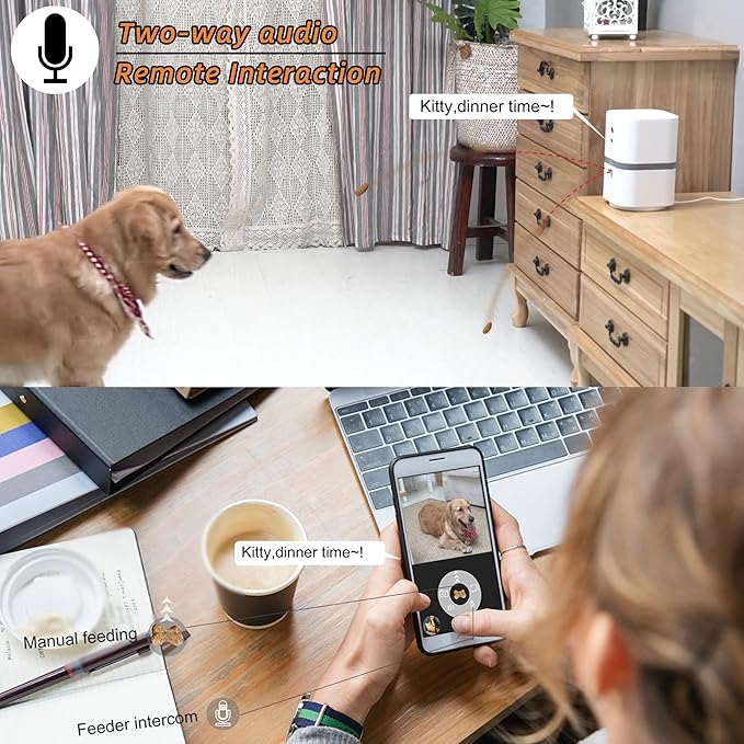 Petalk AI II Dog Camera Automatic Treat Dispenser, 5G WiFi Full HD Pet Camera with 180° Pan Full-Room View,Night Vision,Two Way Audio for Dogs and Cats,Compatible with Alexa (Support 5G WiFi)