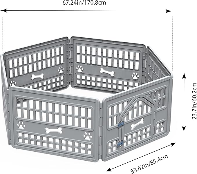 6-Panel Dog Pen Indoor Resin Dog Crate Easy Assemble, Fold It Down, for Dogs Indoor Small, Portable Dog House for Puppies