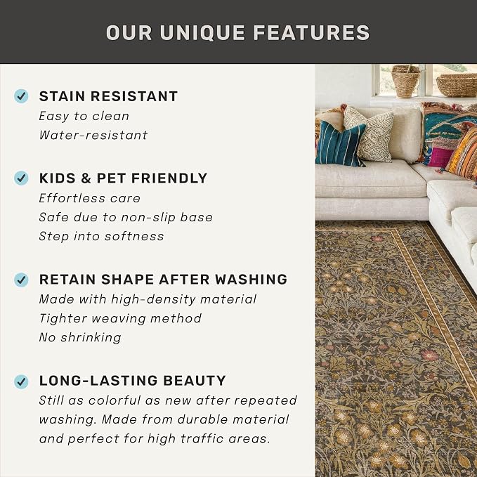Washable 10x14 Living Room Rug