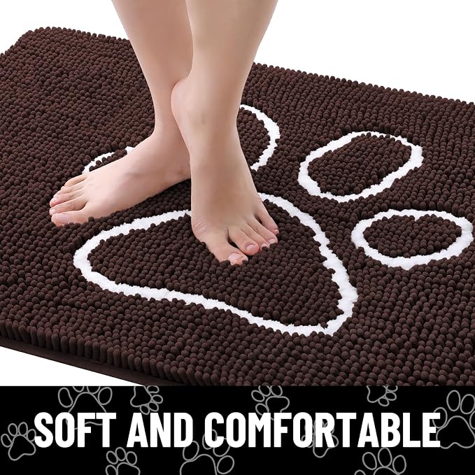 Smiry Dog Door Mat for Muddy Paws, Absorbent Dirt Trapper Non Slip Quick Dry