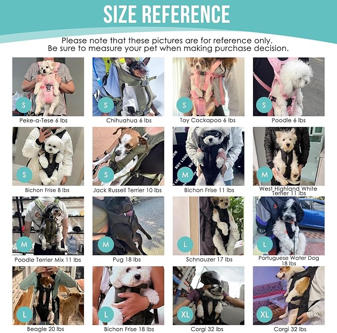 Lukovee Dog Backpack Carrier, Legs Out Easy-fit Dog Front Carrier for Small Medium Dogs,Adjustable Hands Free Dog Chest Carrier for Hiking Cycling (Black,X-Large)