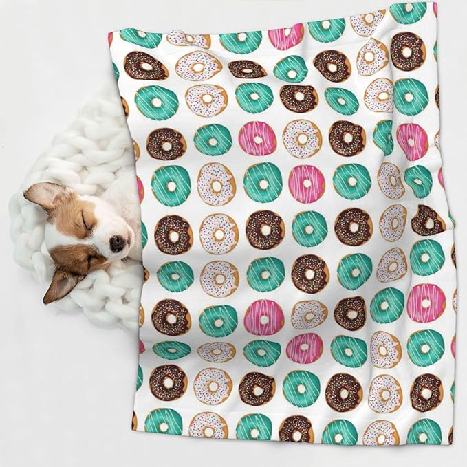 Pet Blanket for Travel and Home, Sweet Donut, Reversible Plush Dot Design with Soft Grip Texture on One Side Perfect for Car Seats Moving Vehicles