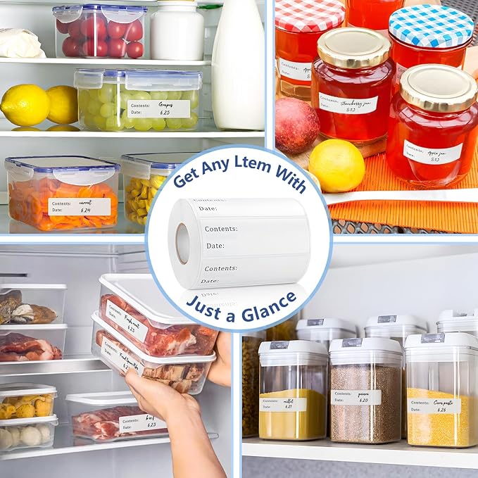 500pcs Removable Freezer Labels, Yoget 1 x 3 Inch Food Storage Stickers, Refrigerator Freezer Paper Label Easy Clean Leaves No Residue (1''x3'' 500Labels)