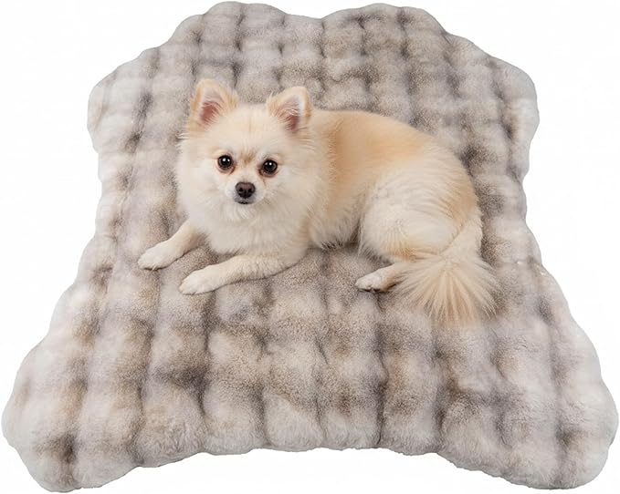 Mon Chateau 35” x 40” Faux Fur Bubble Mat, Machine Washable Waterproof Orthopedic Memory Foam Pad, Anti-Skid Bottom for Dogs, Pets & Home Use, Marble