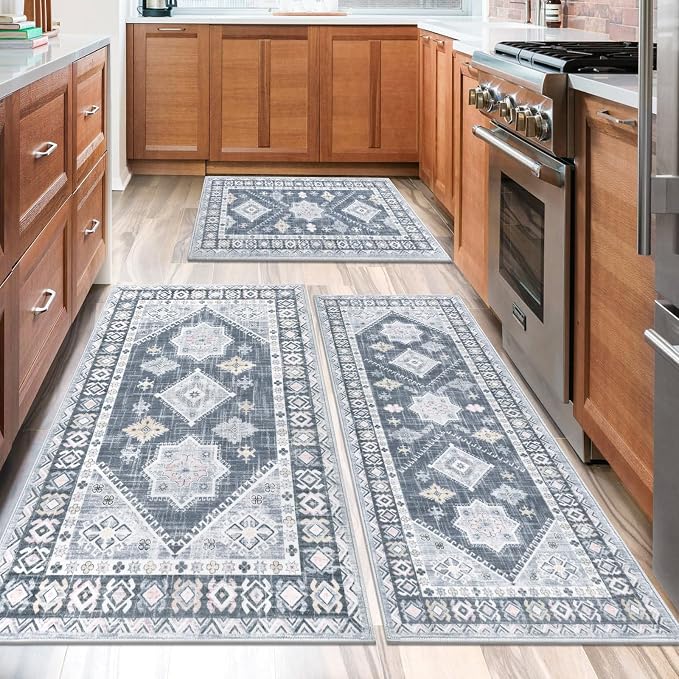 HEBE Boho Kitchen Rug Sets 3 Piece