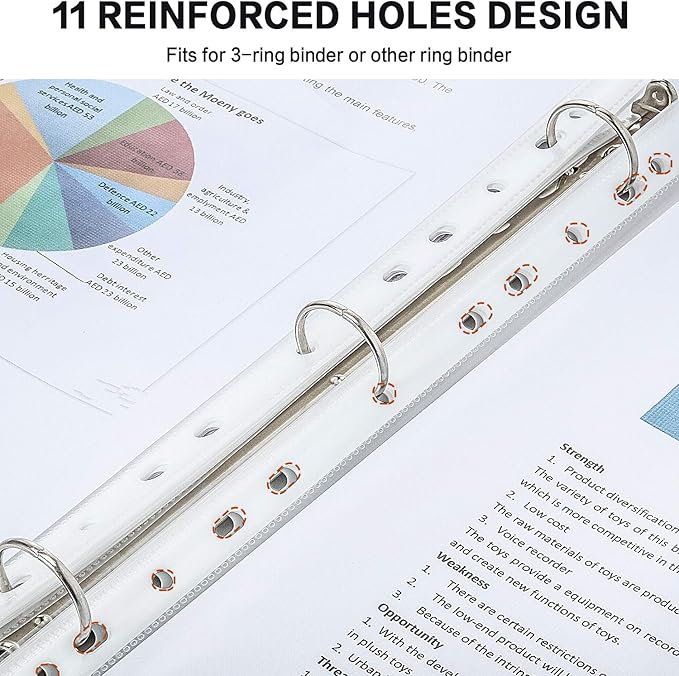 Sheet Protectors, PANDRI 300 Pack Clear Heavy Duty Plastic Page Protectors Sheet Reinforced 11-Hole Fit for 3 Ring Binder Fits Standard 8.5 x 11 Paper, 9.25 x 11.25 Top Loaded, Excluding Acid