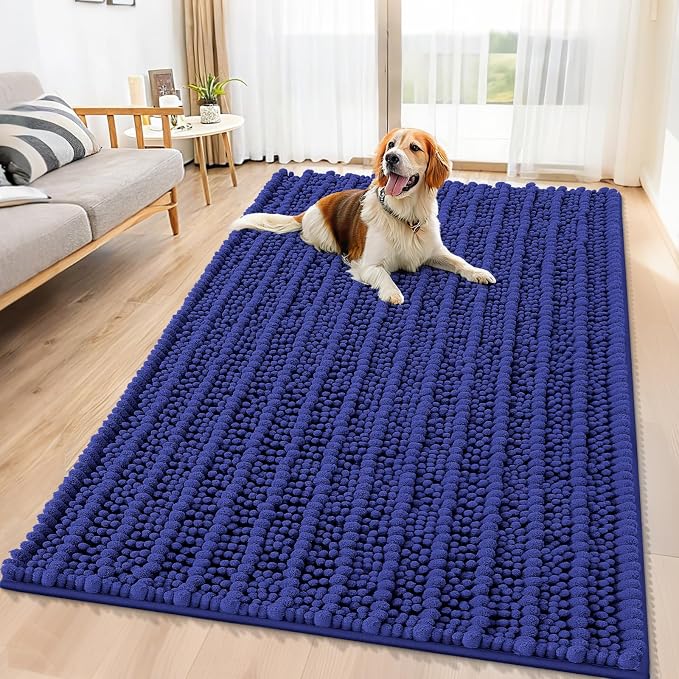 Smiry Dog Door Mat for Muddy Paws 59x35, Absorbent Dirt Trapper, Non-Slip