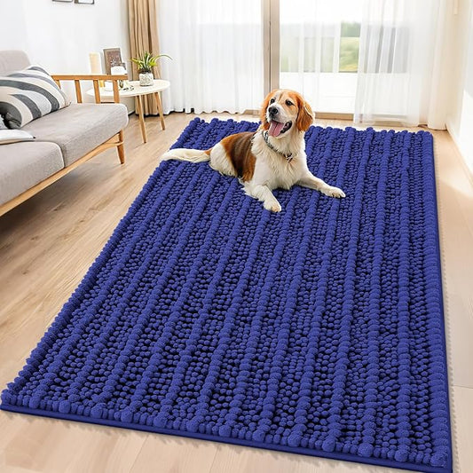 Smiry Dog Door Mat for Muddy Paws 59x35, Absorbent Dirt Trapper, Non-Slip