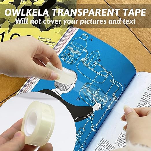 OWLKELA 6 Rolls Transparent Tape Refills, Clear Tape, All-Purpose Transparent Glossy Tape for Office, Home, School