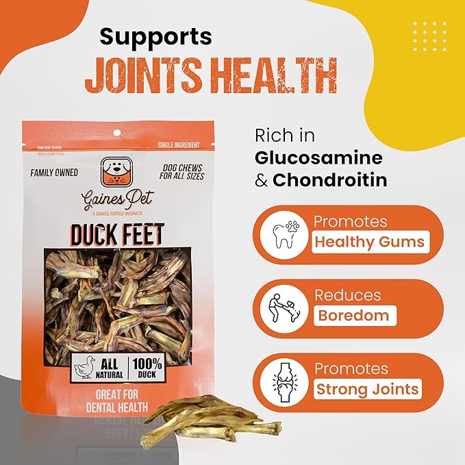 Gaines Family Farmstead Duck Feet & Sweet Potato Dog Treats Bundle – 8 ct Natural Duck Feet + 8 oz Sweet Potato Bones, Grain-Free, Single Ingredient Chews, Healthy Dog Snacks, Made in USA
