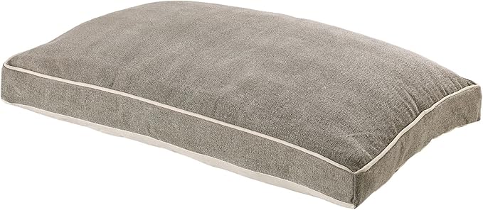 36" Gray and White Solid Stonewash Pillow Dog Bed with Removable Cover