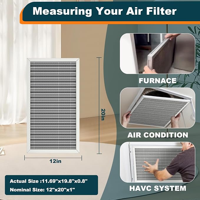 12x20x1 Reusable Air Filter, MERV 8, Permanent Electrostatic Air Filter