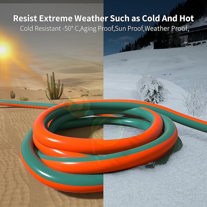 HUANCHAIN 16 Gauge 100 ft Outdoor Extension Cord with Lighted End, Flexible Cold-Resistant 3 Prong Electric Cord Waterproof Outside, 10Amp 1250W 16AWG SJTW, Orange Green, ETL
