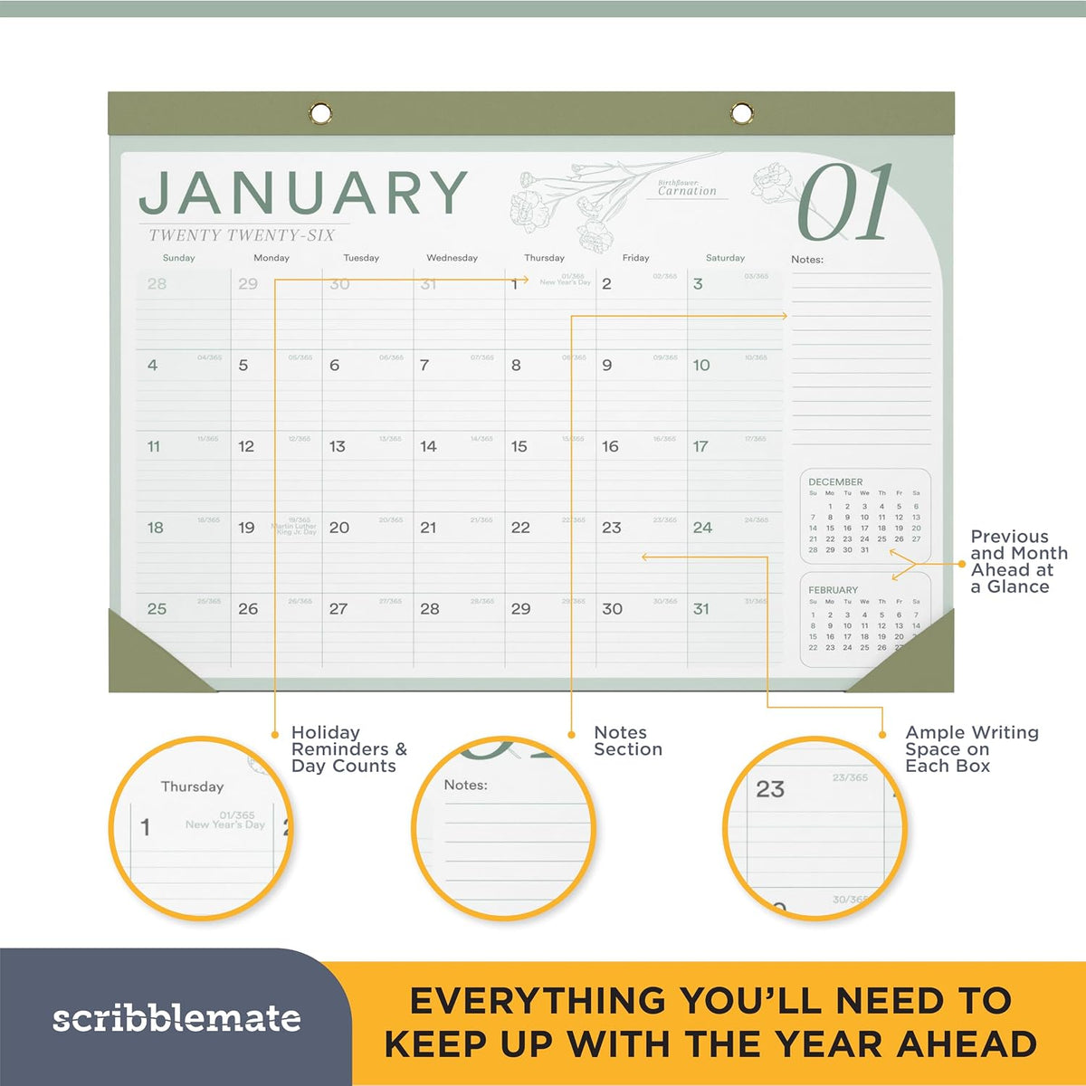 2026 Desk Calendar 17x12 Bulk Runs Until June 2027 Work Calendar with To-do List & Notes 18 Months With Plastic Cover Table Calendar 2026-2027 Desk Calendar With Protective Cover Bulk Planner for Home School Office (Light Green, 6 Pack)