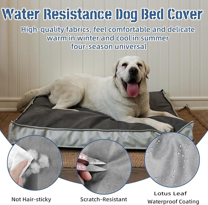 Dog Bed Cover, Comfortable and Quiet Dog Bed Covers for Pet Mat Bed,Washable Removable Cover，Faux Leather Pet Nest, 44" L x 32" W x 4" H，Cover Only