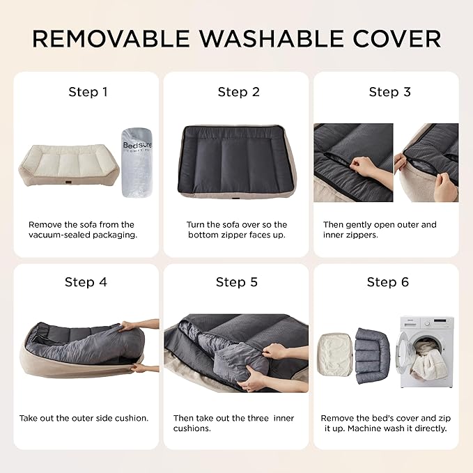 Bedsure SupportMax™ XL Plus Orthopedic Dog Beds Large Sized Dog - Extra Thick Supportive Dogs Couch with Waterproof Washable Cover, Jumbo Comfort Pet Sofa with Soft Sherpa & Nonskid Bottom, Brown, 48"