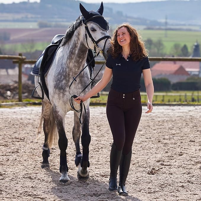 HORZE Adepto Open Front Tendon Boots | Durable Shell with Neoprene Lining - Dark Navy - Warmblood
