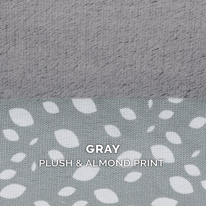 Furhaven Memory Foam Dog Bed for Large Dogs w/ Removable Bolsters & Washable Cover, For Dogs Up to 125 lbs - Plush & Almond Print L Shaped Chaise - Gray Almonds, Jumbo Plus/XXL