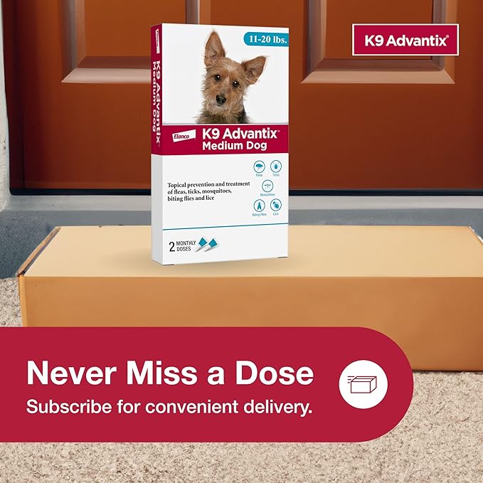 K9 Advantix Flea, Tick & Mosquito Prevention for Dogs 11-20 lbs. Flea Drops for Medium Dogs Apply Monthly 2 Treatments (Pack of 2)
