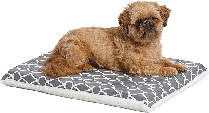 Midwest Homes for PetsQuiet Time Teflon Defender Dog Beds; Pet Beds Designed to Fit Folding Metal Dog Crates, Gray & White Geometric Pattern, 24-Inch