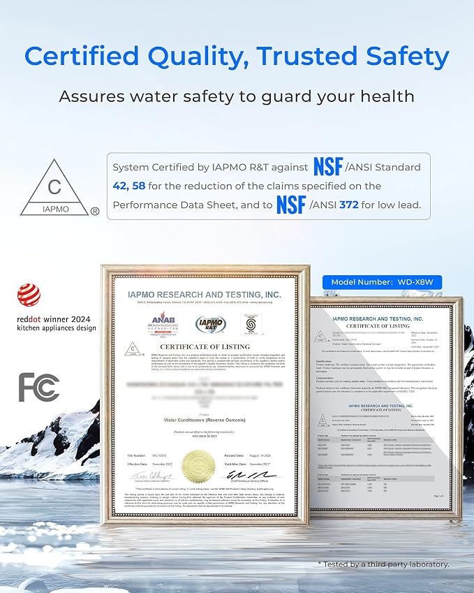 Waterdrop X8-PRO Reverse Osmosis Water Filter, NSF/ANSI 42&58&372 Certified