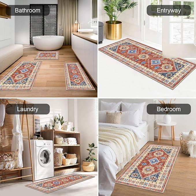 HEBE Boho Kitchen Rug Sets 3 Piece