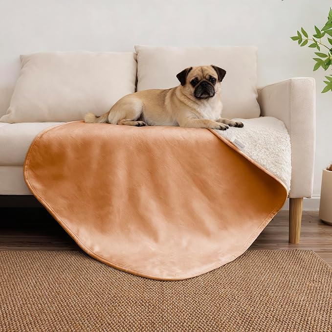Waterproof Dog Blanket for Medium Dog, Leak Proof Pet Couch Sherpa Throw Blankets for Cat, Reversible Sofa Bed Protector Machine Washable-30 x40,Orange