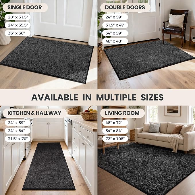 PURRUGS Dirt Trapping Door Mat 31.5" x 70", Non-Slip Machine Washable Entryway