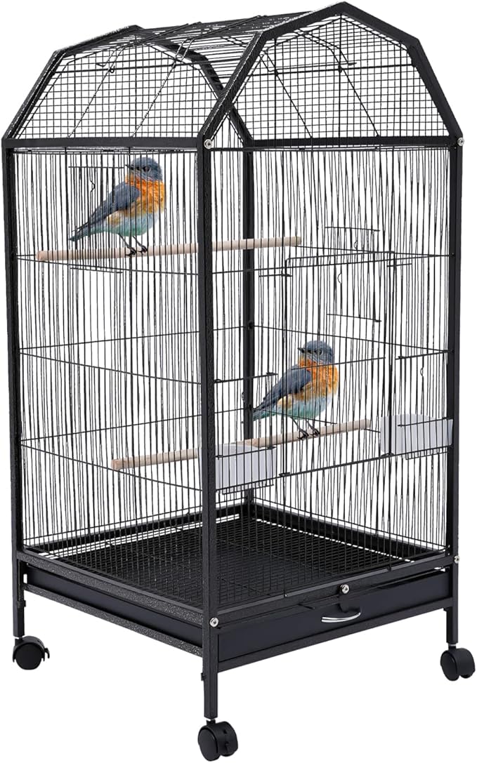 Parakeet Bird, Bird Cage with Stand Metal Pet Bird Flight Cages Large Finch Bird Cage for Budgies, Parakeets, Finches, Canaries, Lovebirds, Quaker Parrots, Cockatiels, Conures