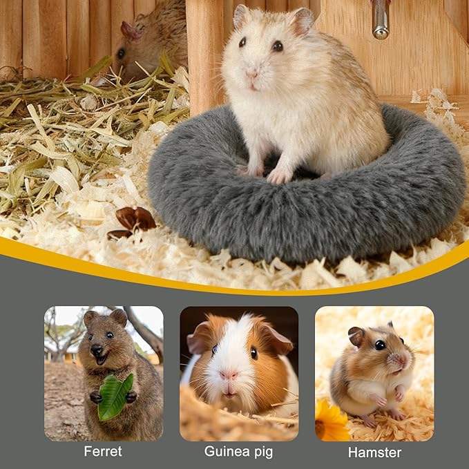 Guinea Pigs Bed Small Animal Bedding Donut-Shaped Burrowing Pet Bed Soft and Warm Hideaway with Spandex and Fleece Bottoms Cozy Carrier, Cage Accessories