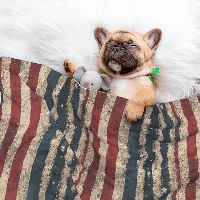 Waterproof Dog Blanket Soft Pet Blanket for Puppy Cat, Fleece Cat Throw Blankets for Furniture Bed Couch Sofa Reversible - American Patriotic Stars and Stripes 1