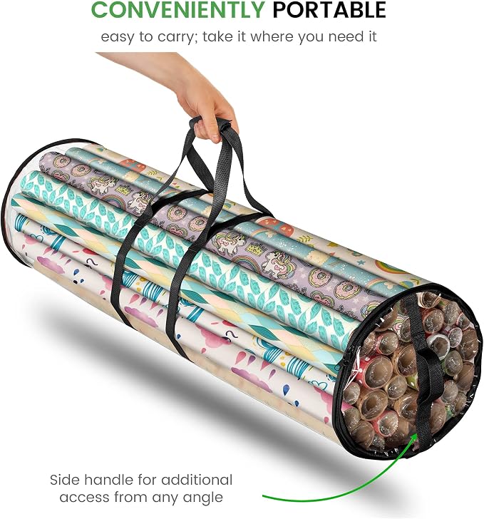 ZOBER Round Christmas Gift Wrapping Paper Organizer Storage