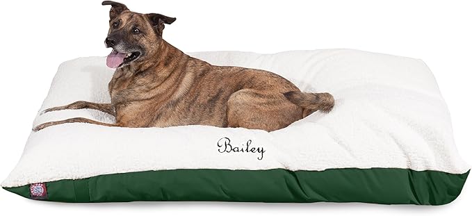 Personalized Pet Pillow Dog Bed Custom Embroidered - Removable Pet Bed Cover - Extra Large Green