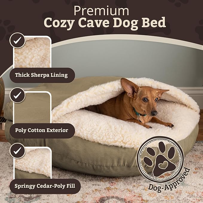 Cozy Cave Pet Bed in Poly Cotton Size: Small (25" Round), Fabric: Khaki