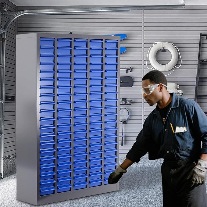 100 Drawers Bolt and Nut Tool Storage Cabinet with Shelves & Labels - Part Cabinet Bolt Bin Cabinets, Alloy Steel Tool Hardware Storage for Hardware Organization Small Items and Parts (100 Drawers)