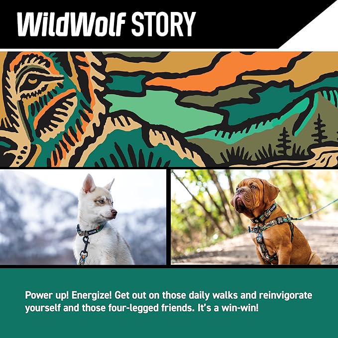 Wolfgang Heavy Duty Adjustable Dog Harness, Pull-Tested for Walking & Training, WildWolf Print, Small