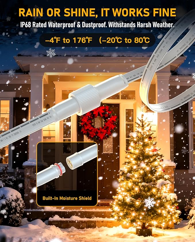 3-Pin Wire Connector Pair (2-Pack) for Govee Permanent Outdoor Lights Pro H706A H706B H706C & Dots String Lights H703A H703B, IP68 Waterproof Splice Kit for Govee Cuttable Lights, Male & Female Set