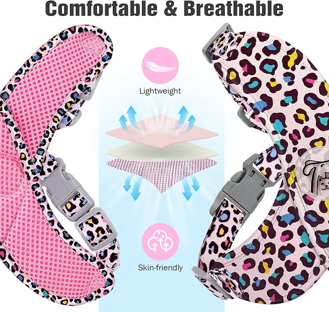 Pawaboo Small Dog Harness and Leash Set, Puppy Harness X-Frame No Pull No Choke, Dog Vest Harnesses Adjustable for Small Medium Sized Dogs,Soft Breathable Pet Harnesses for Walking, XS, Pink Leopard