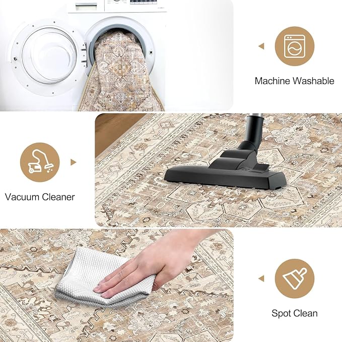 Yamaziot Washable Runner Rug, 2x10 Non-Slip Boho Vintage Hallway Rug Runner