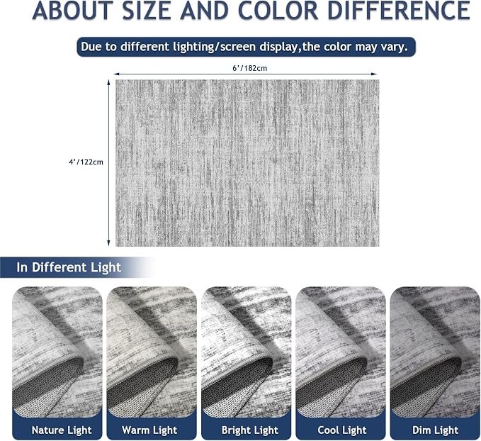4x6 Rug - Stain Resistant Abstract Washable Rugs, Anti Slip Area Rugs