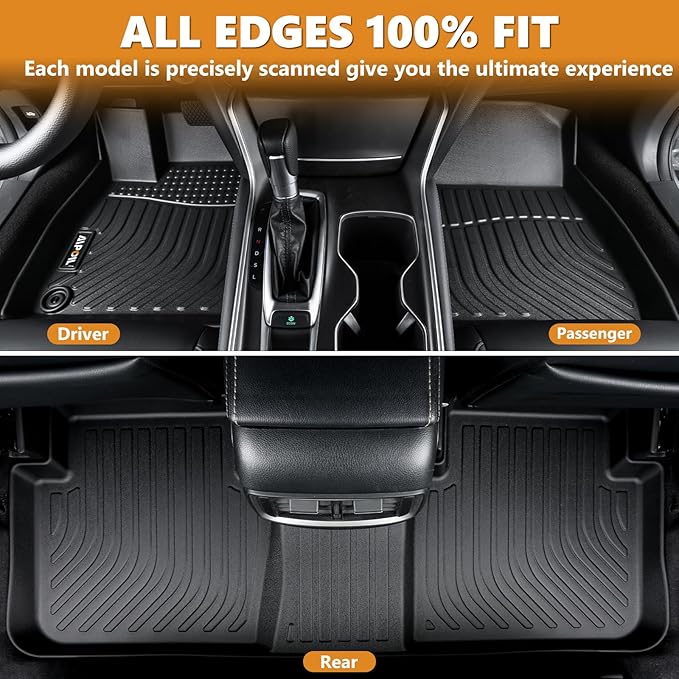 AIPOIL® Floor Mats for 2022-2025 2026 Nissan Frontier Crewcab All Weather Protection TPE Anti-Slip Automotive Full Set Custom Car Mats Accessories - Black