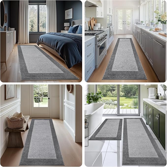 Machine Washable Kitchen Rugs Set of 2, Non Slip Kitchen Mats