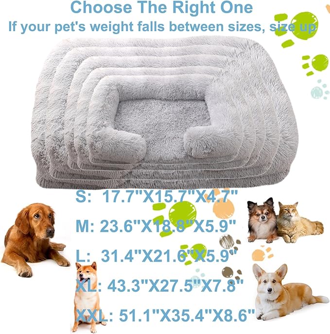 Dog Beds Large Sized dog Orthopedic, Sofa Dog Bed with Waterproof Lining and Nonskid Bottom, Rectangle Washable Dog Bed for Medium Small Dogs and Cats Comfortable ( Color : Gray1 , Size : 51 x 35" )