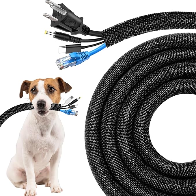 Secbolt Cord Protectors from Pets No Chew, 10ft - 3/4 inch Ultra Durable Cord Covers for Pets, Bite-Resistant Cable and Wire Protector for Cats, Dogs, Rabbits - Black