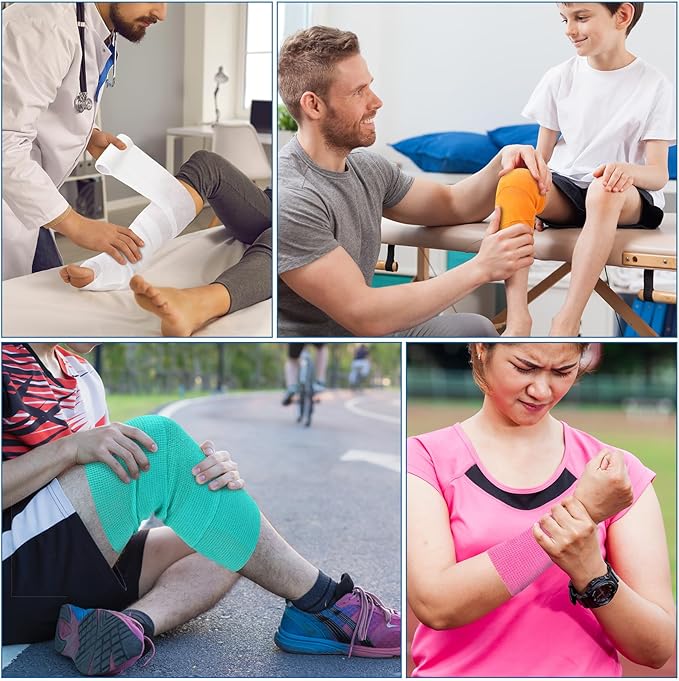 Treela 36 Pcs Self Adherent Bandage 4" X 5 Yard Wrap Breathable Cohesive Bandage Elastic Adhesive Tape for Stretch Athletic Sports Wrist Ankle(Refreshing Color)