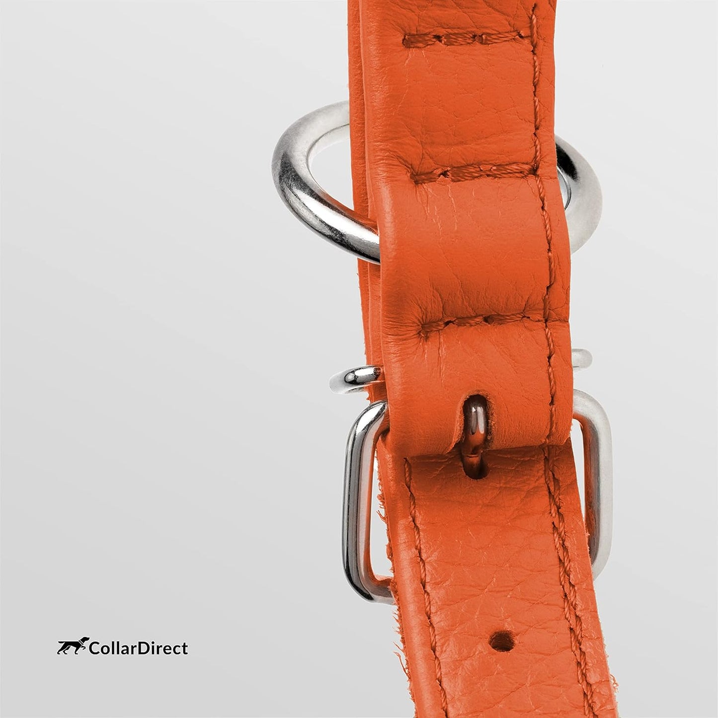 CollarDirect Rolled Leather Dog Collar, Soft Padded Round Puppy Collar, Handmade Genuine Leather Collar Dog Small Large Cat Collars 13 Colors (8-11 Inch, Orange Textured)