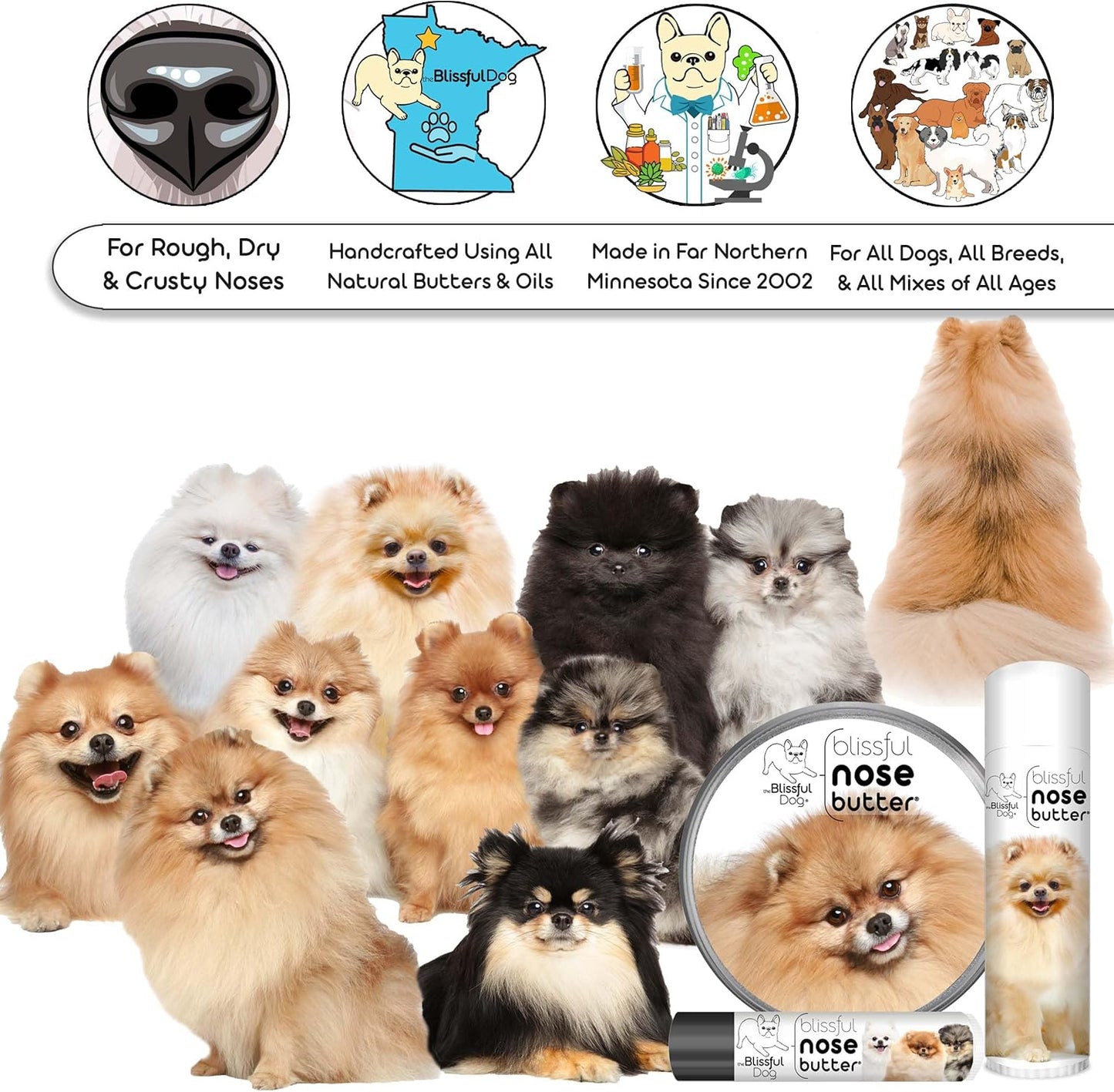 The Blissful Dog Pomeranian Unscented Nose Butter - Dog Nose Butter, 0.15 Ounce
